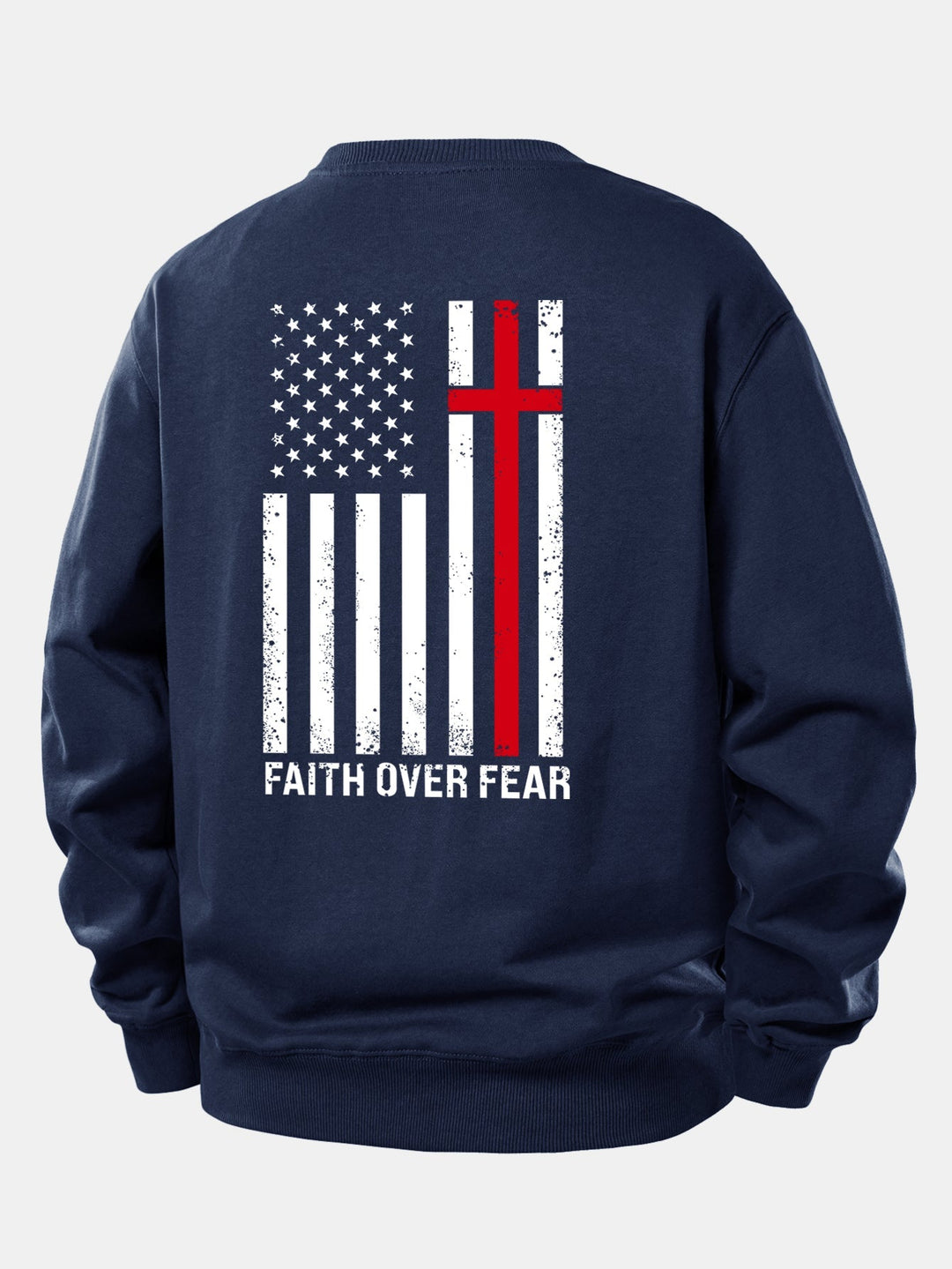 Heren Slogan Print Sweatshirt in marineblauw, Relaxed Fit Crew Neck