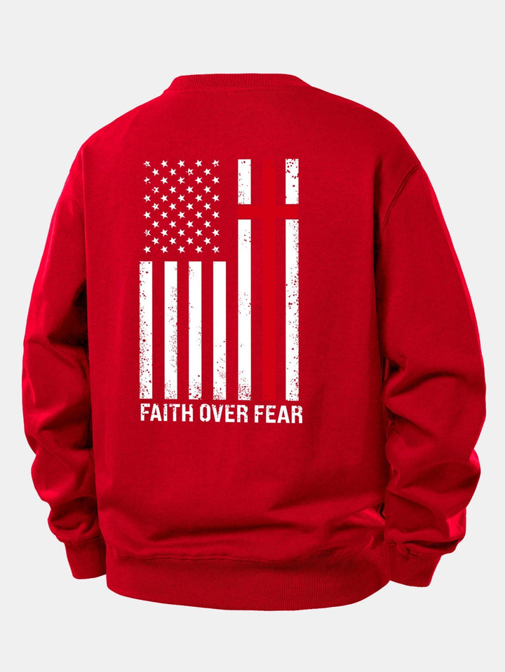 Heren Slogan Print Sweatshirt in rood, Relaxed Fit Crew Neck