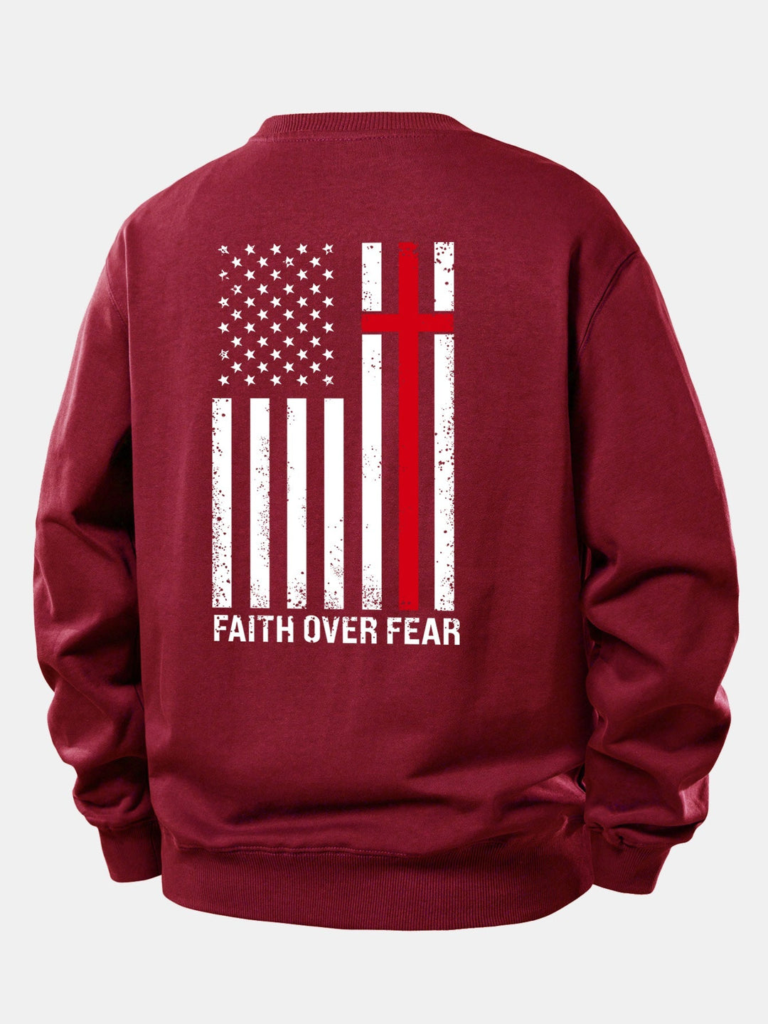 Heren Slogan Print Sweatshirt in wijnrood, Relaxed Fit Crew Neck
