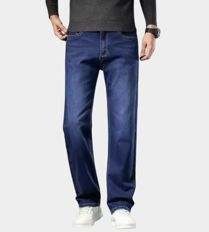 Heren Stretch Jeans - Klassieke Pasvorm - Donkerblauw