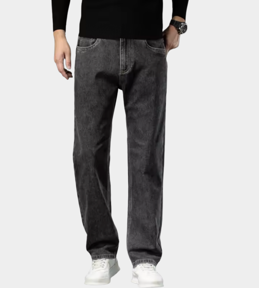 Heren Stretch Jeans - Klassieke Pasvorm - Zwart-Grijs
