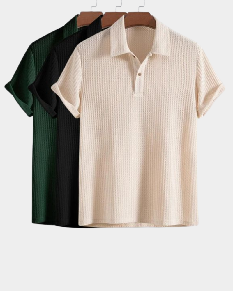 Heren Structuur Strik Poloshirt - Casual Elegantie