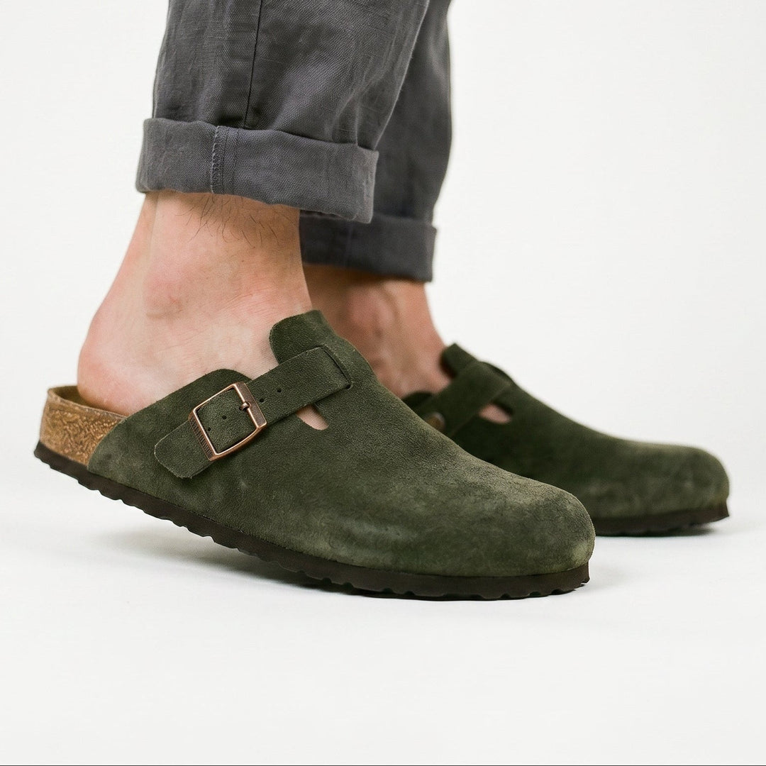 Heren Suède Pantoffels - Klassieke Elegantie - Groen