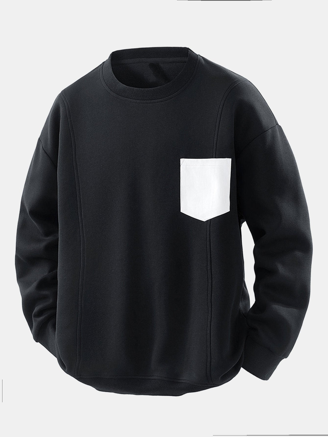 Heren Sweatshirt met Contrasterende Borsttas in zwart, Relaxed Fit