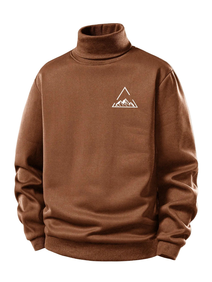 Heren Teddy Fleece Gevoerde Coltrui in bruin, Warme Pullover Herfst Winter