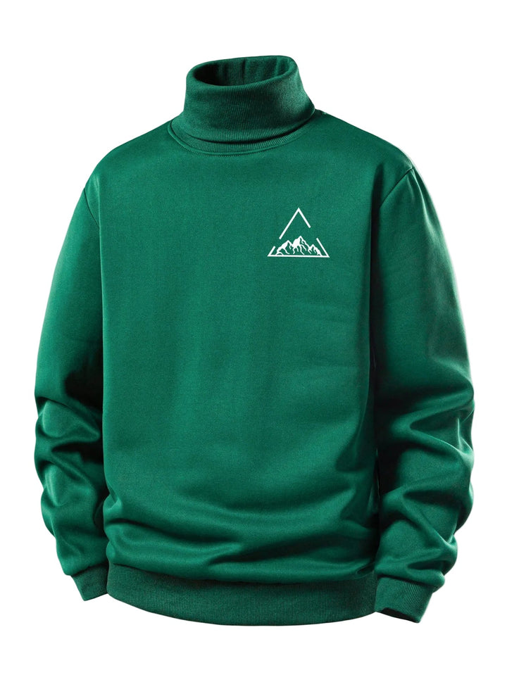 Heren Teddy Fleece Gevoerde Coltrui in donkergroen, Warme Pullover Herfst Winter