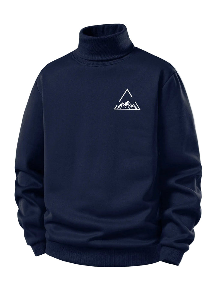 Heren Teddy Fleece Gevoerde Coltrui in marineblauw, Warme Pullover Herfst Winter