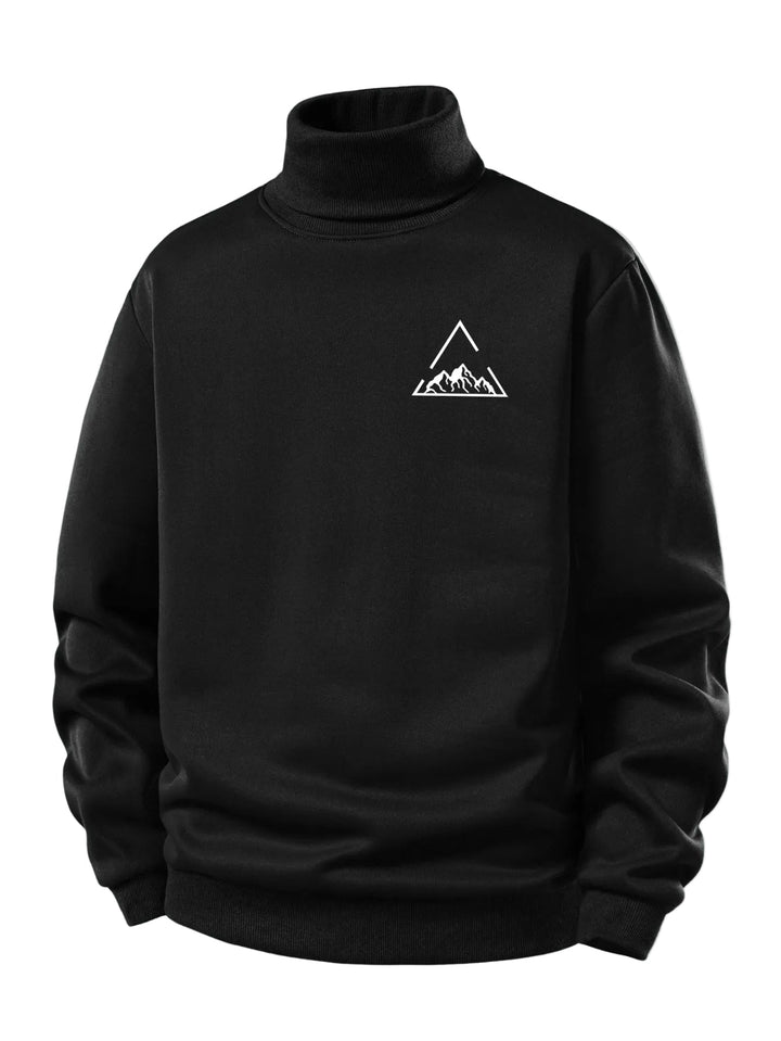 Heren Teddy Fleece Gevoerde Coltrui in zwart, Warme Pullover Herfst Winter