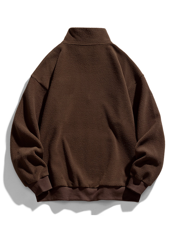 Heren Teddy Fleece Half-Zip Sweatshirt - Relaxed Fit