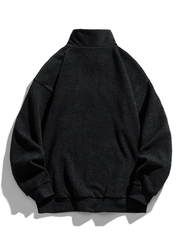 Heren Teddy Fleece Half-Zip Sweatshirt - Relaxed Fit