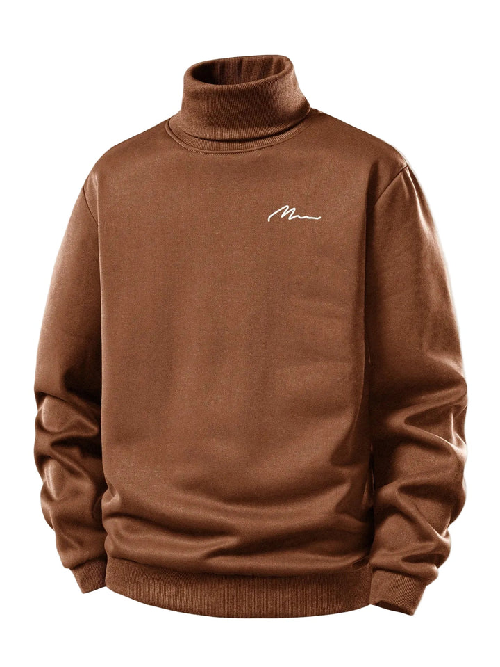Heren Teddy Fleece Rolkraag Sweatshirt in bruin, Warm Casual Pullover
