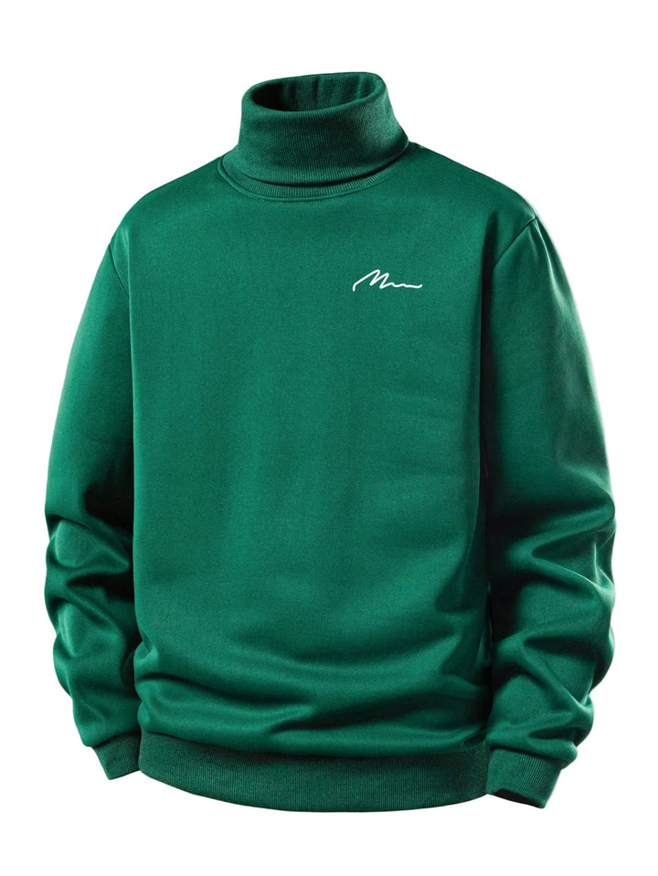 Heren Teddy Fleece Rolkraag Sweatshirt in donkergroen, Warm Casual Pullover