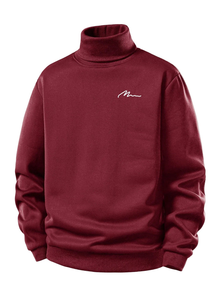 Heren Teddy Fleece Rolkraag Sweatshirt in wijnrood, Warm Casual Pullover
