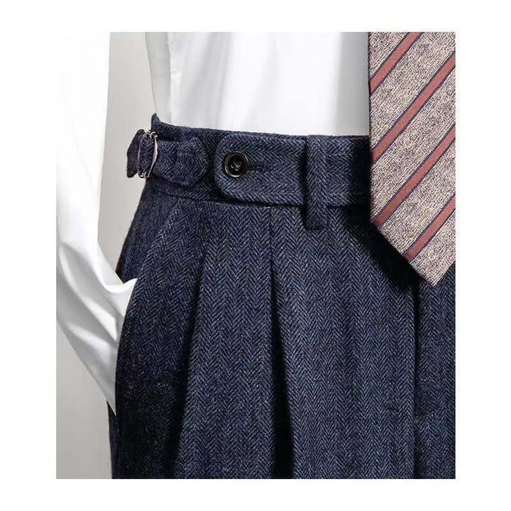 Heren Tweed Broek - Vintage Casual Look - Blauw