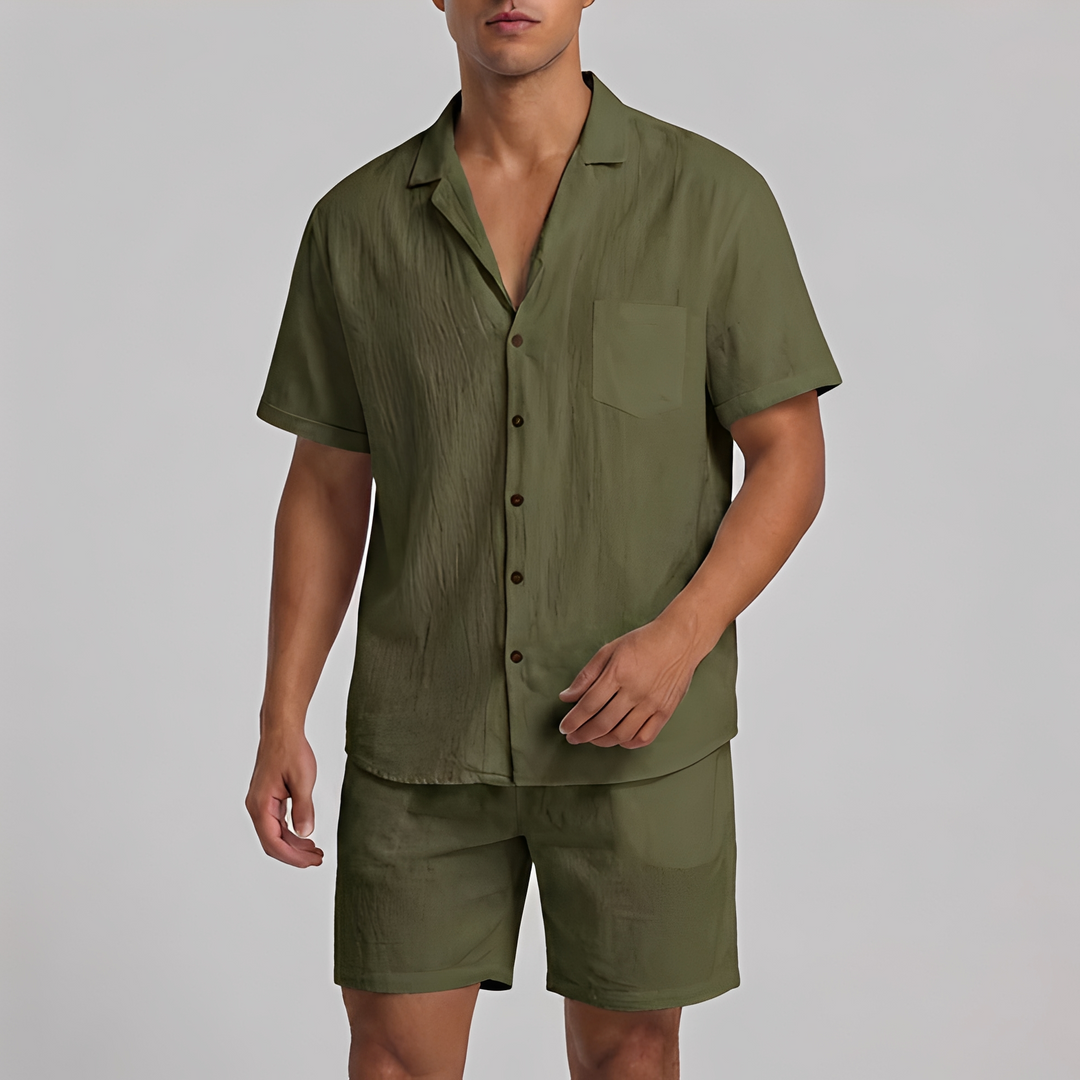 Heren Tweeluik Set - Moderne Comfort Outfit - Groen