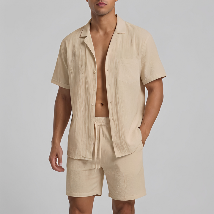 Heren Tweeluik Set - Moderne Comfort Outfit - Khaki