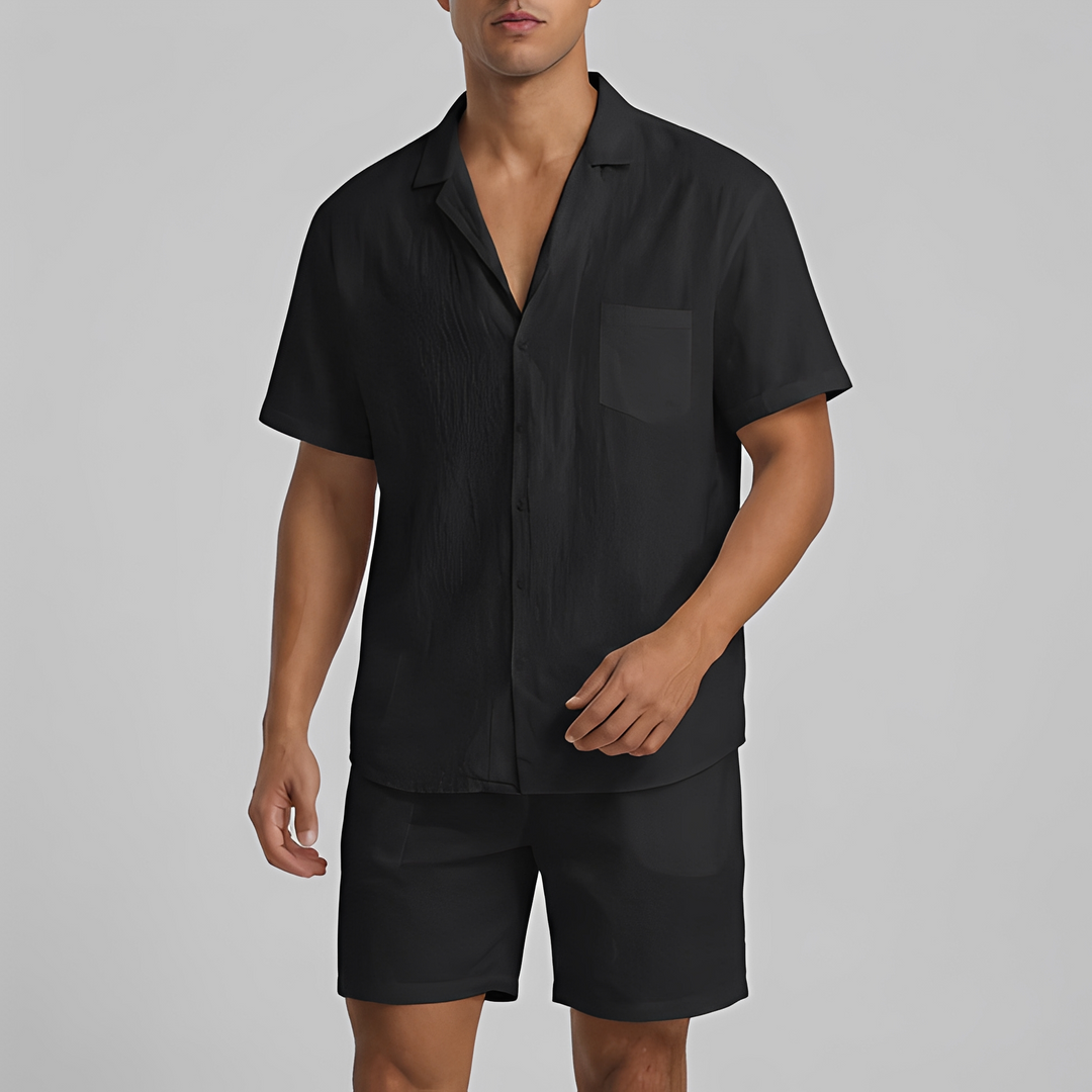 Heren Tweeluik Set - Moderne Comfort Outfit - Zwart