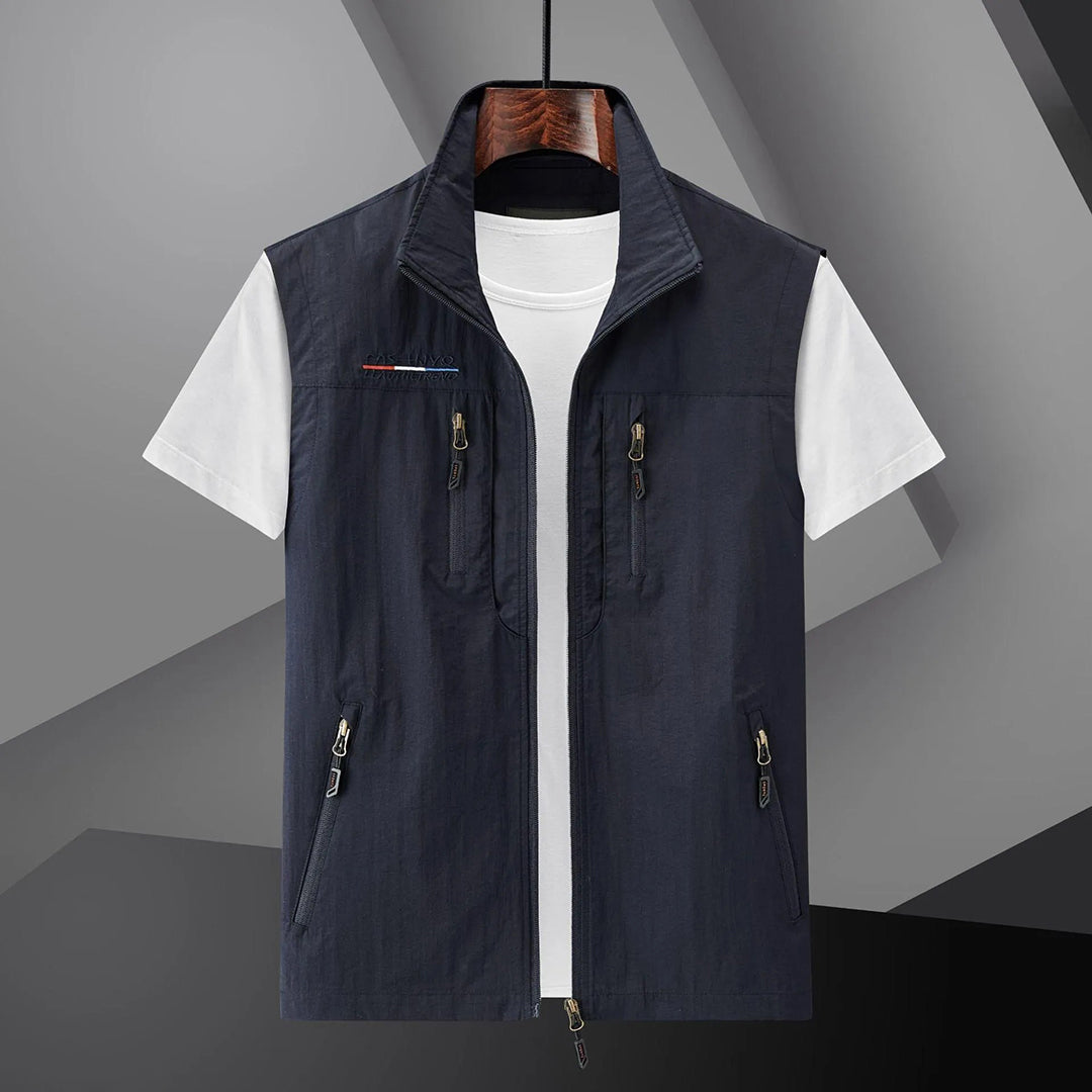 Heren Utility Vest met Zakken - Zomer Outdoor - Donkerblauw