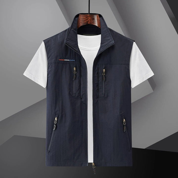 Heren Utility Vest met Zakken - Zomer Outdoor - Donkerblauw