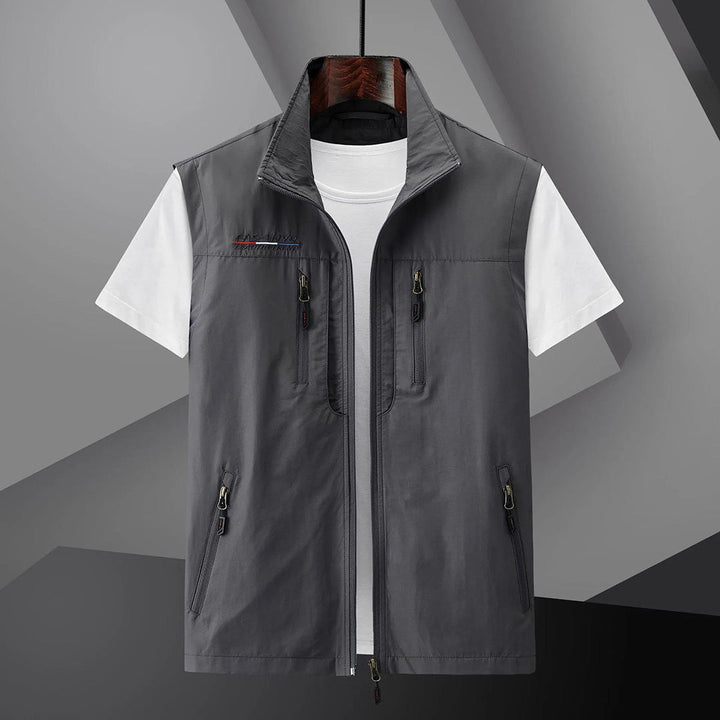 Heren Utility Vest met Zakken - Zomer Outdoor - Grijs