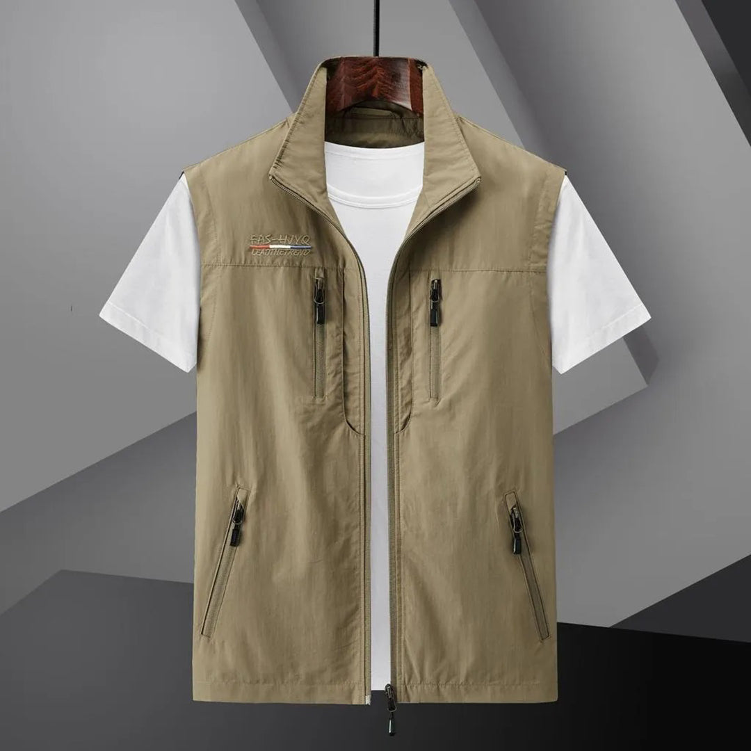 Heren Utility Vest met Zakken - Zomer Outdoor - Khaki