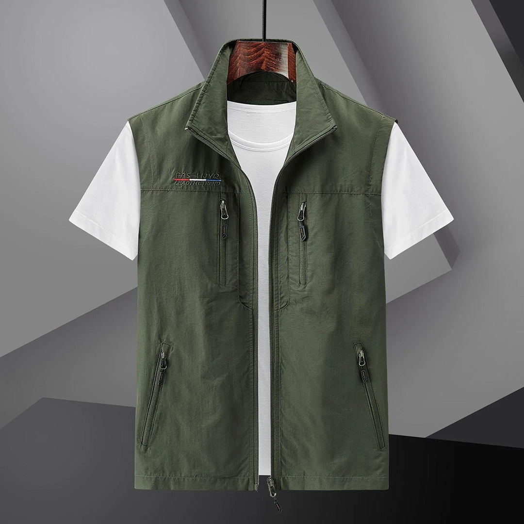 Heren Utility Vest met Zakken - Zomer Outdoor - Legergroen