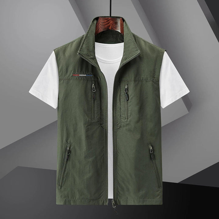 Heren Utility Vest met Zakken - Zomer Outdoor - Legergroen