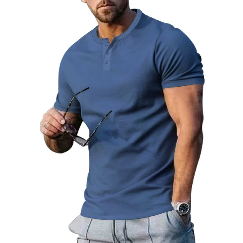 Heren Vintage Hemd met Knopen - Klassieke Pasvorm - Blauw