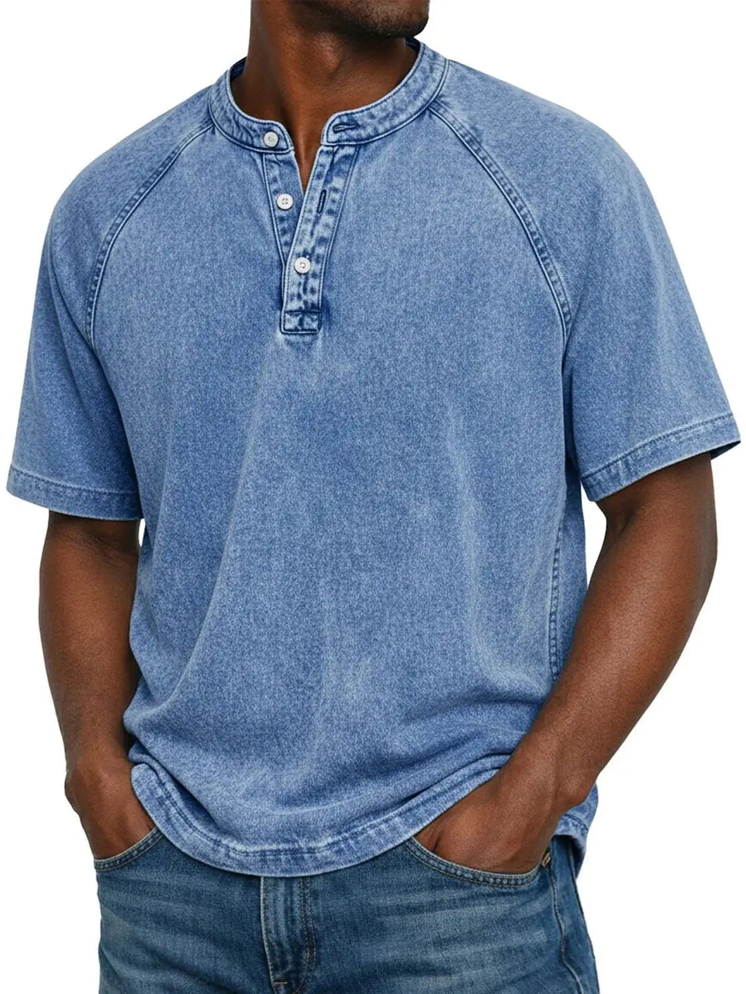 Heren Vintage Overhemd - Klassieke Relaxed Fit - Blauw