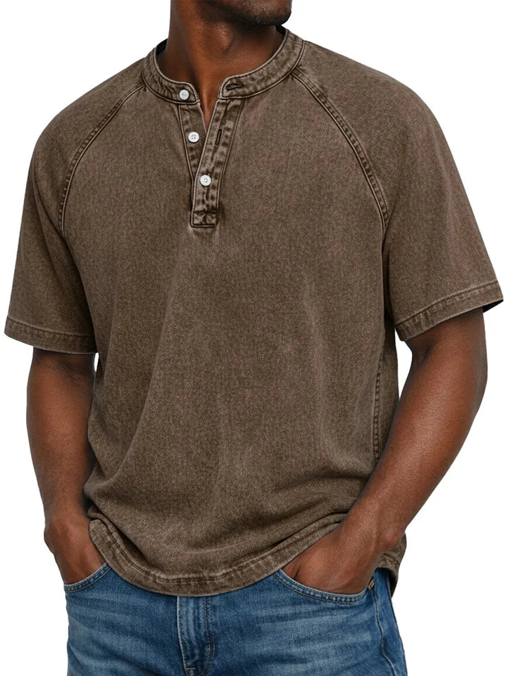 Heren Vintage Overhemd - Klassieke Relaxed Fit - Bruin