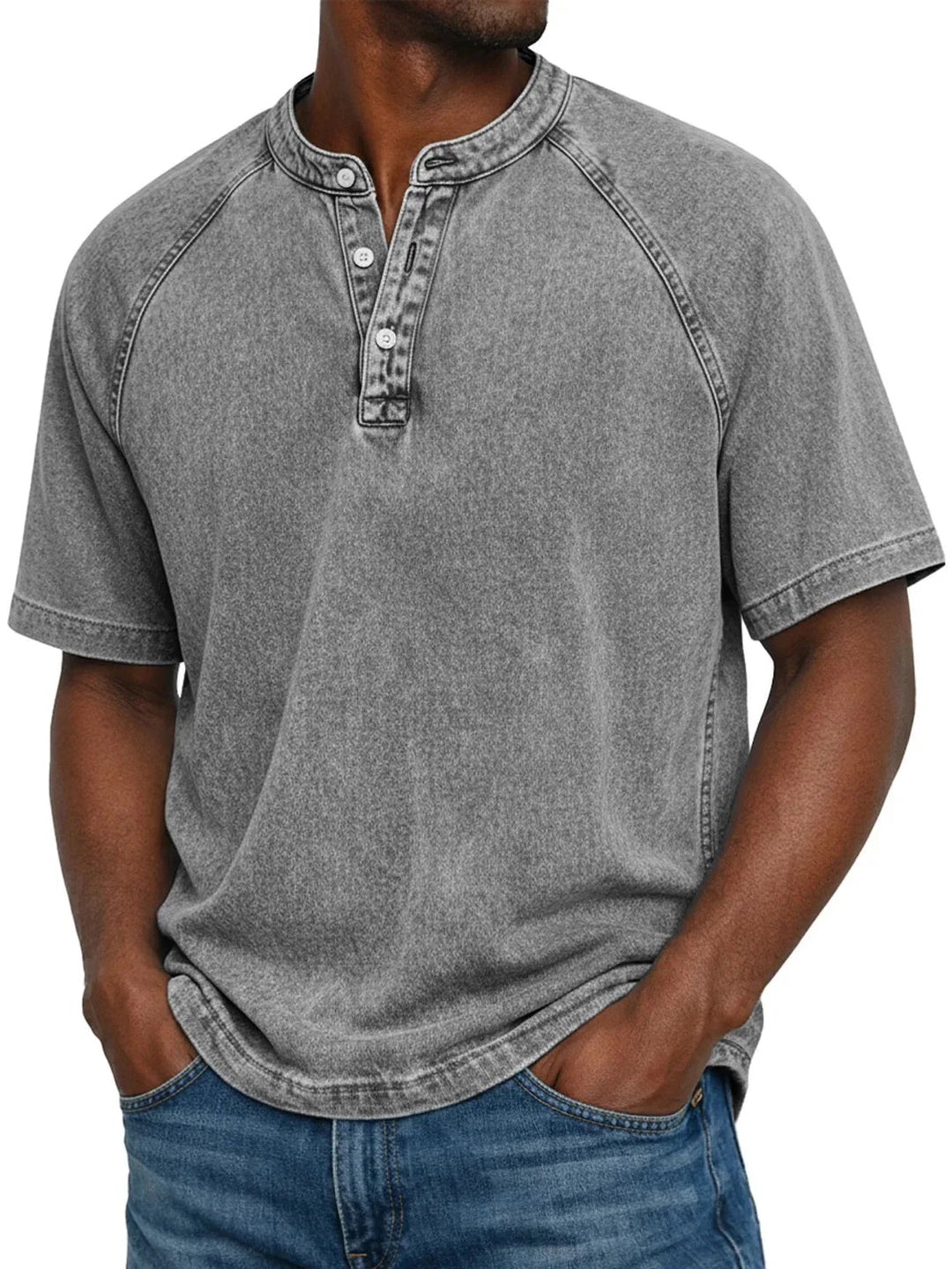 Heren Vintage Overhemd - Klassieke Relaxed Fit - Grijs