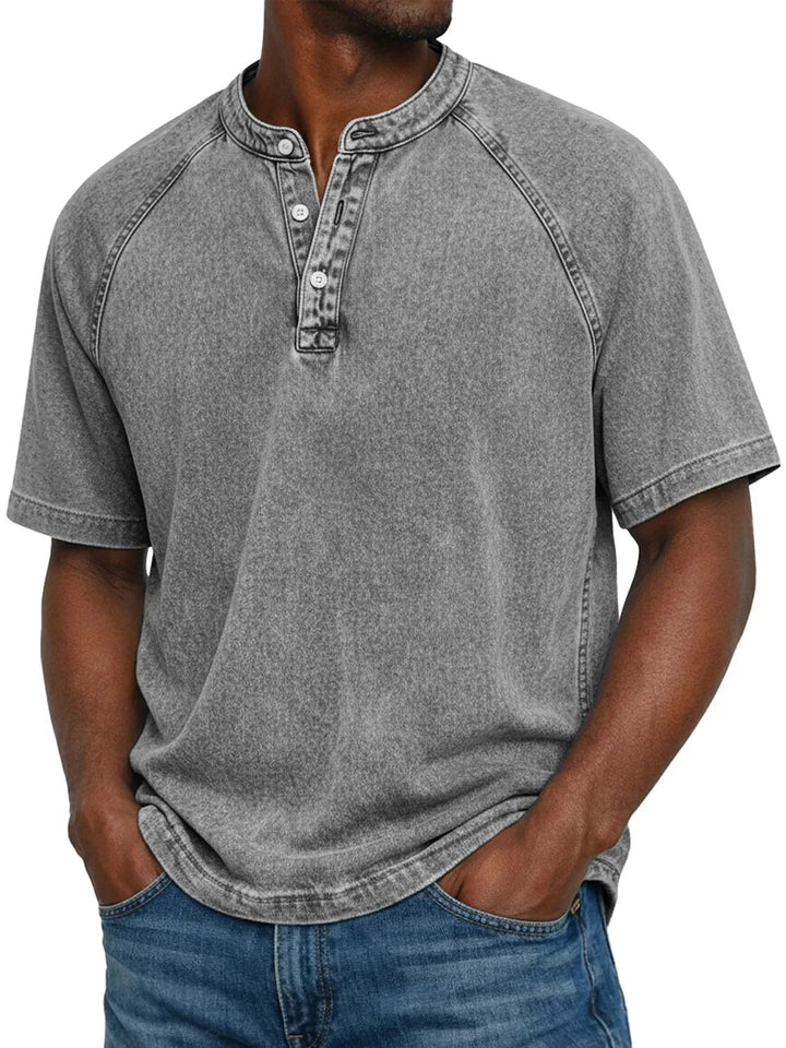 Heren Vintage Overhemd - Klassieke Relaxed Fit - Grijs