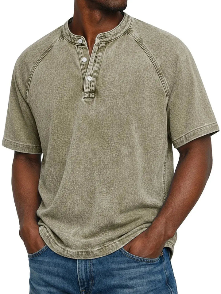 Heren Vintage Overhemd - Klassieke Relaxed Fit - Khaki
