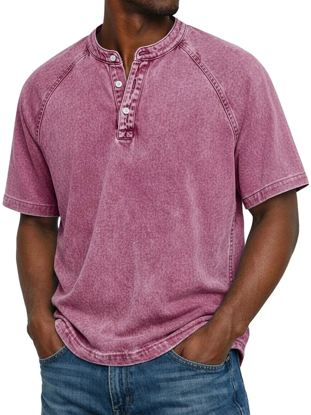 Heren Vintage Overhemd - Klassieke Relaxed Fit - Roze