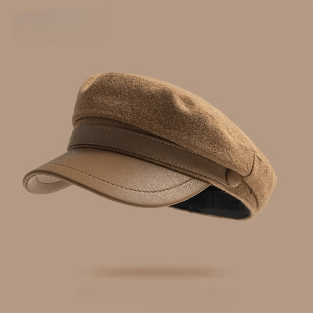 Heren Vissersmuts Vilt met Leren Rand - Klassiek - Khaki