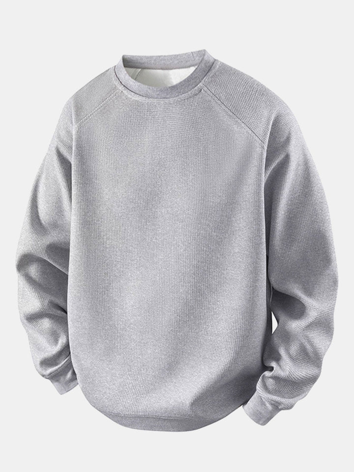 Heren Wafelstructuur Crew Neck Sweatshirt in grijs, Relaxed Fit