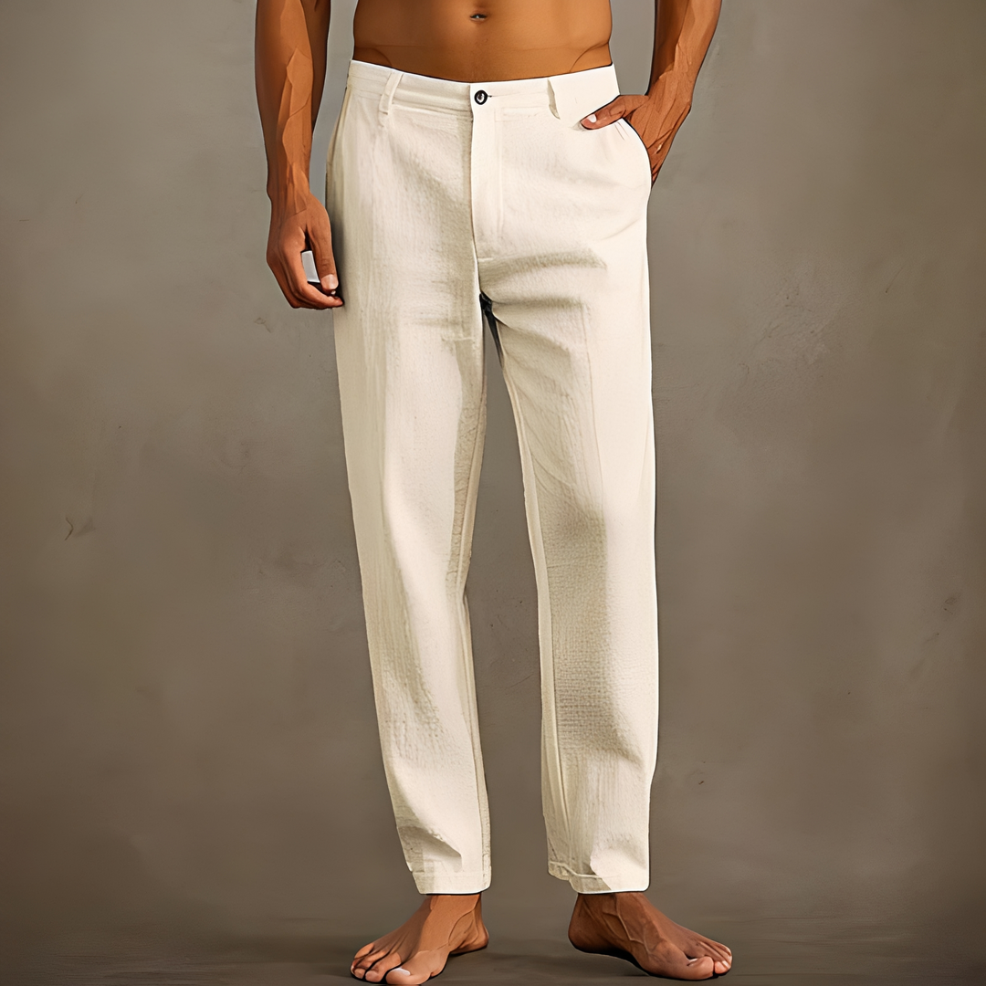 Heren Zomerbroek Lichte Pasvorm - Elegante Warmweerbroek - Beige