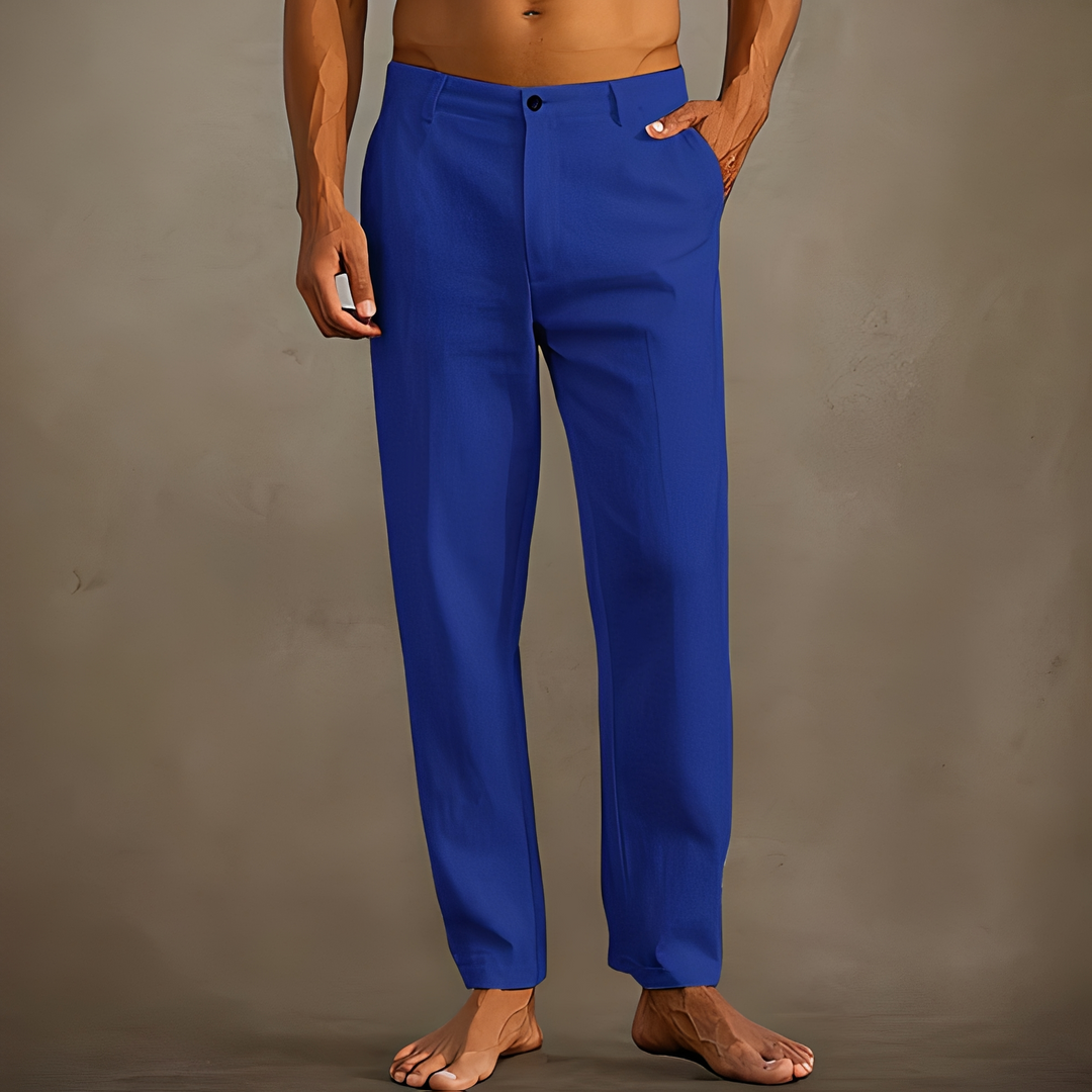 Heren Zomerbroek Lichte Pasvorm - Elegante Warmweerbroek - Blauw