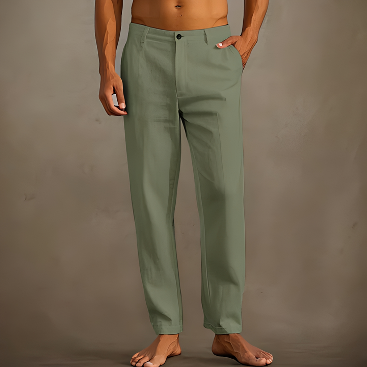Heren Zomerbroek Lichte Pasvorm - Elegante Warmweerbroek - Groen