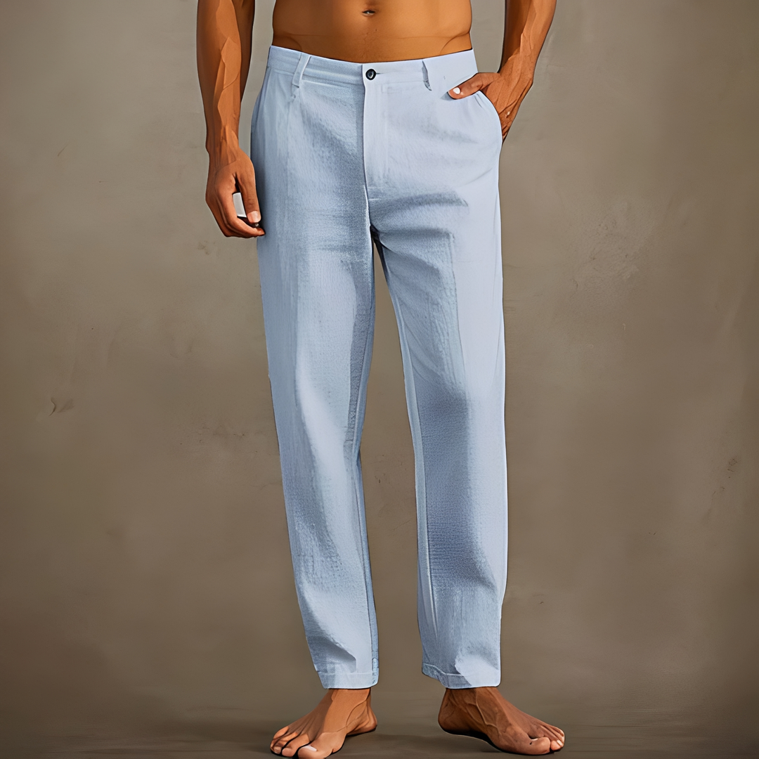 Heren Zomerbroek Lichte Pasvorm - Elegante Warmweerbroek - Lichtblauw