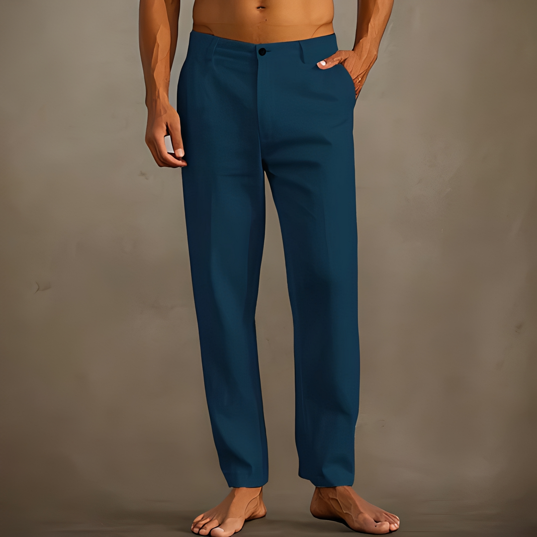 Heren Zomerbroek Lichte Pasvorm - Elegante Warmweerbroek - Marineblauw