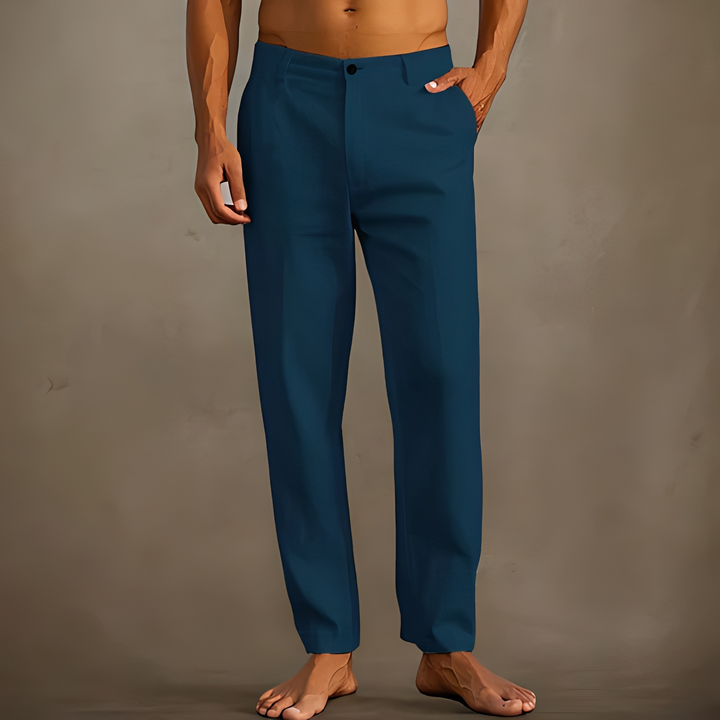 Heren Zomerbroek Lichte Pasvorm - Elegante Warmweerbroek - Marineblauw