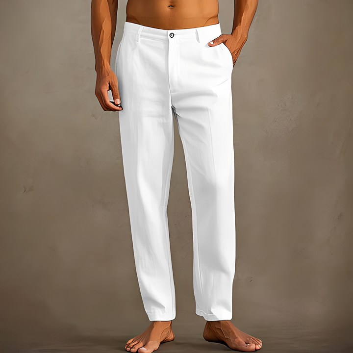 Heren Zomerbroek Lichte Pasvorm - Elegante Warmweerbroek - Wit