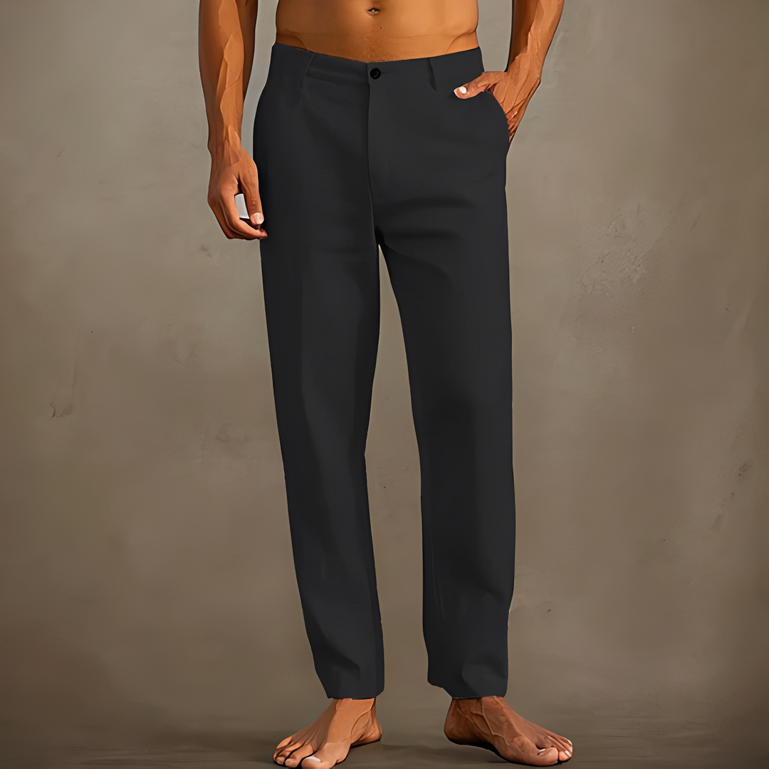 Heren Zomerbroek Lichte Pasvorm - Elegante Warmweerbroek - Zwart