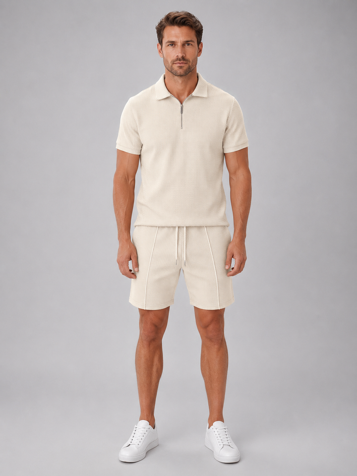 Heren Zomerset Polo & Shorts - Casual Comfort - Beige