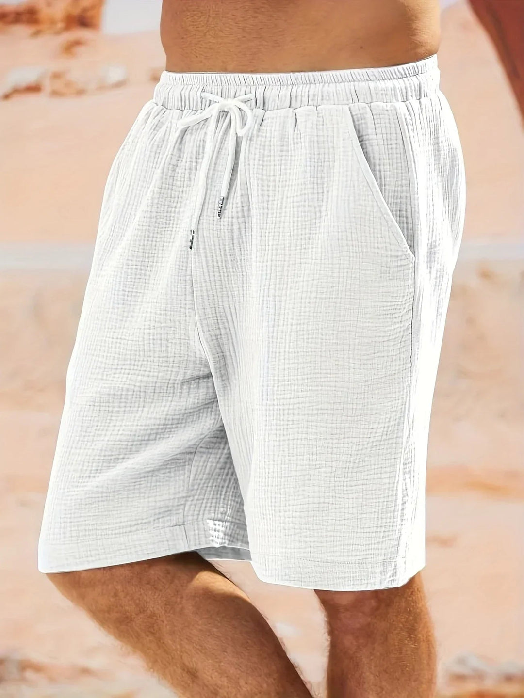 Heren Zwemshorts Sneldrogend - Klassieke Strandstijl - Wit