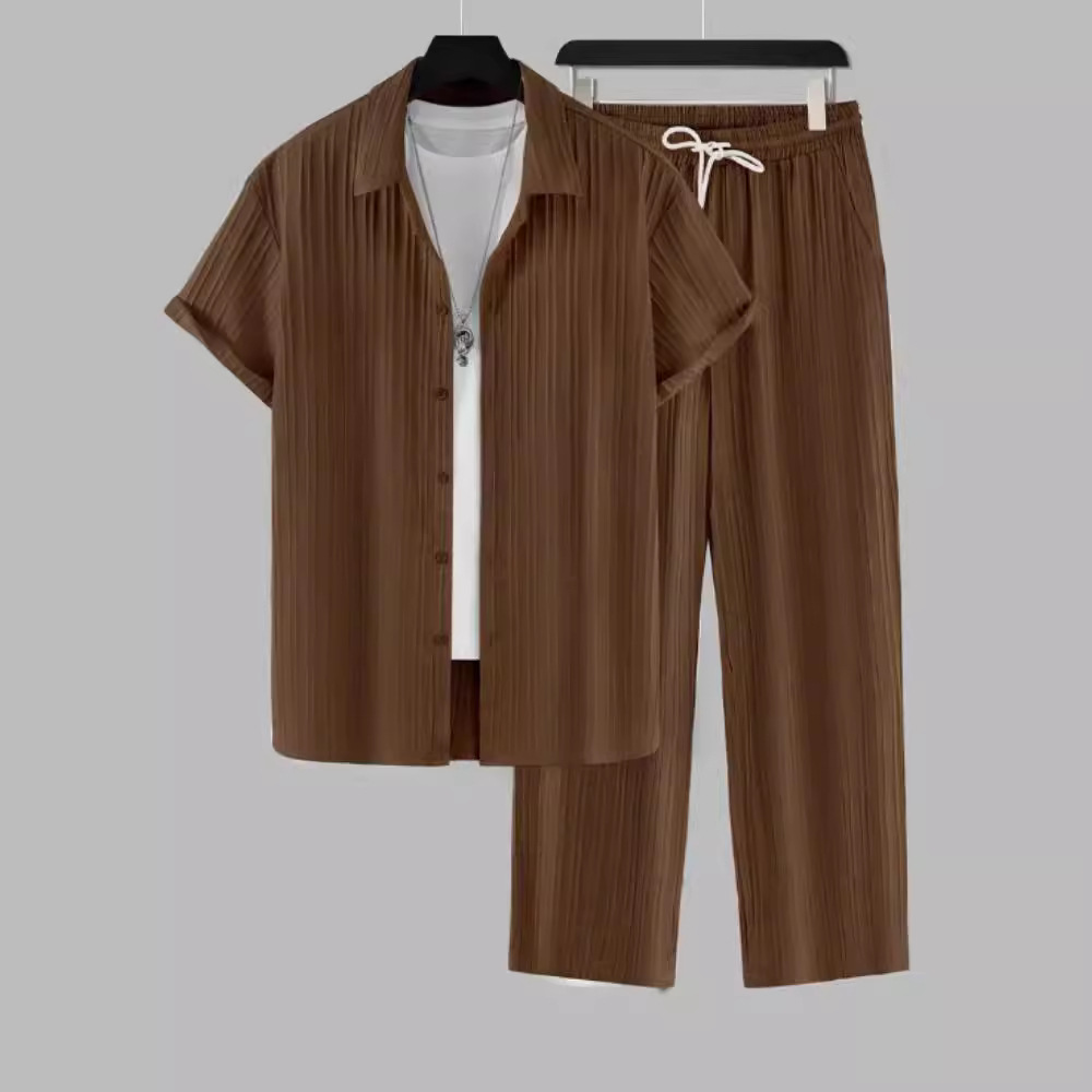 Heren Zomerset | Casual Stijl | Gestreept Overhemd & Broek | Polyester